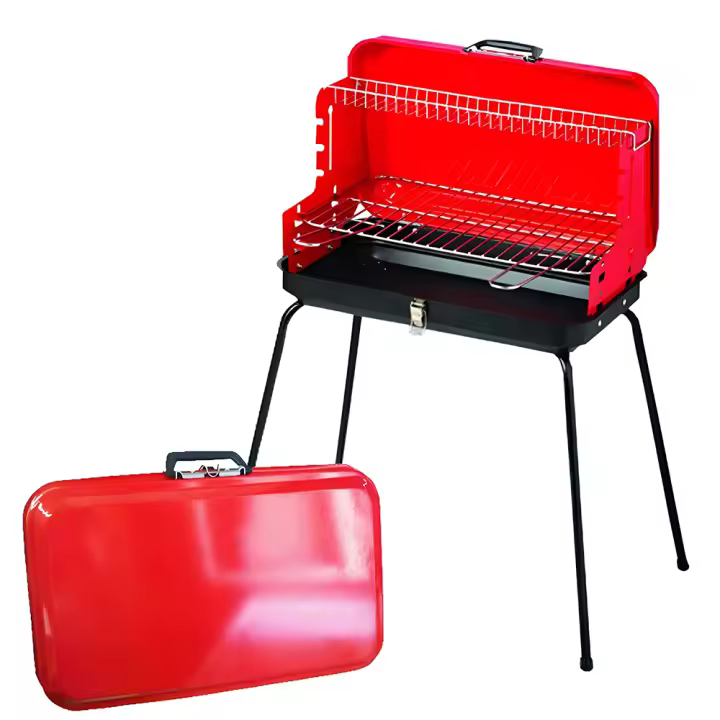 Barbacoa Rectangular de Funda Plegable with Asador Ajustable y Parrilla de 2 Nivel Barbacoa de Carbón Plegable para Picnic en Aire Libre - 1