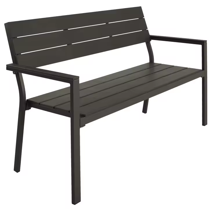 TECTAKE - Banco de jardín LINE con estructura de aluminio 128 x 59 x 88 cm, Cómodo banco de jardín para dos personas, Apto para uso en exterior, Estructura estable de aluminio con revestimiento en polvo - 1