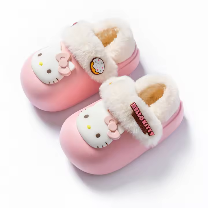 Sanrio Kuromi Mymoledy Pantuflas De Algodón Para Niños Invierno Antideslizantes Talla True Fit Material EVA Suave Y Cálido Para Niñas - 1