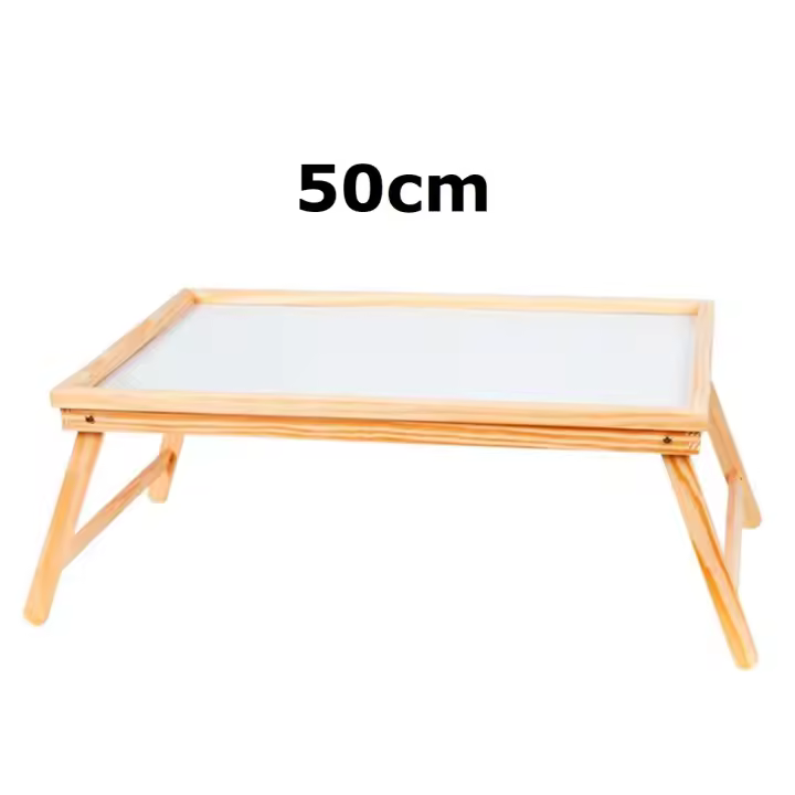 Mesa de cama,bandeja de cama plegable de madera 50 x 31 x 21 cm, mesa multiuso para desayuno con patas plegables, ligera y resistente, fondo blanco - 1