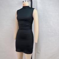 Vestido De Encaje Retro Para Mujer Con Cuello Alto Y Falda Ajustada Estilo High Street Sin Mangas Largo De Rodilla Poliéster - details 2