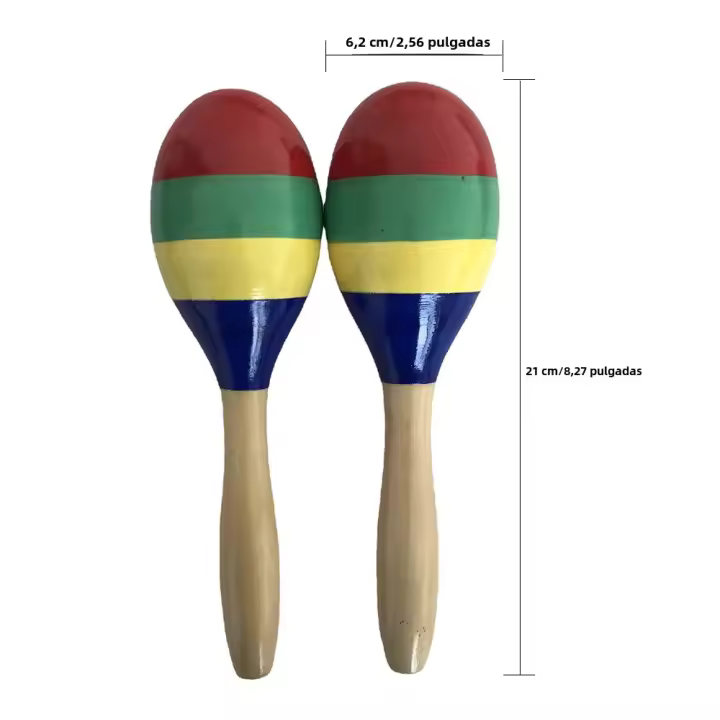 Paquete De 1 Pares De Maracas De Madera Con Golpes De Arena Instrumento De Percusión Rumba Shakers Rattles Juguete Musical Para Niños Juegos - 1