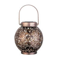 Lámpara De Hierro Fundido Hueco Con Luz Solar LED Impermeable Para Jardín Decoración De Arte Exterior Proyección De Luz Colgante - details 6