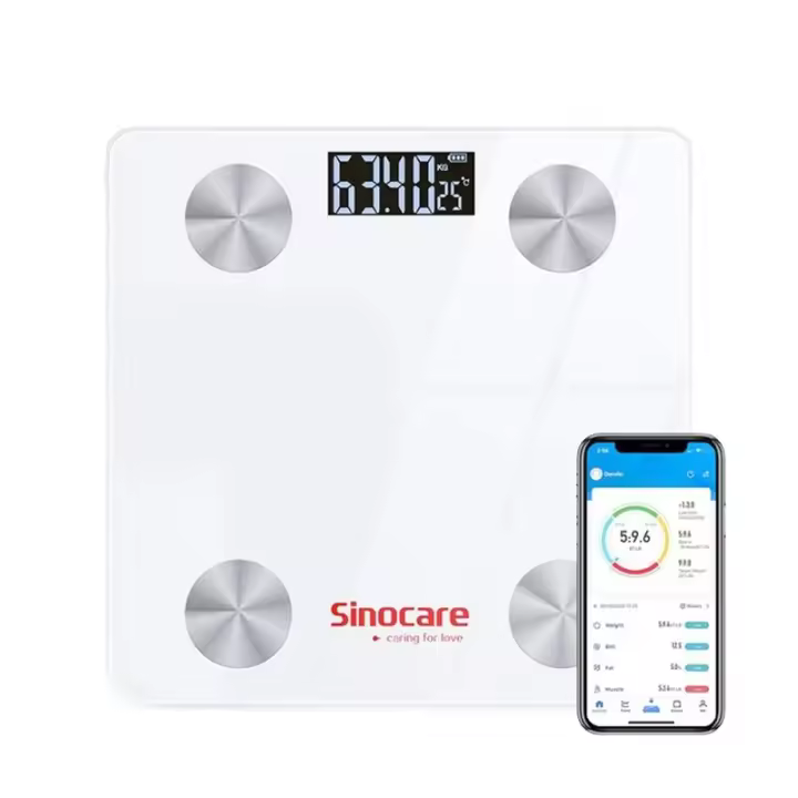 Báscula digital inteligente de composición corporal Sinocare, con Bluetooth y aplicación para smartphone, 12 medidas - 1