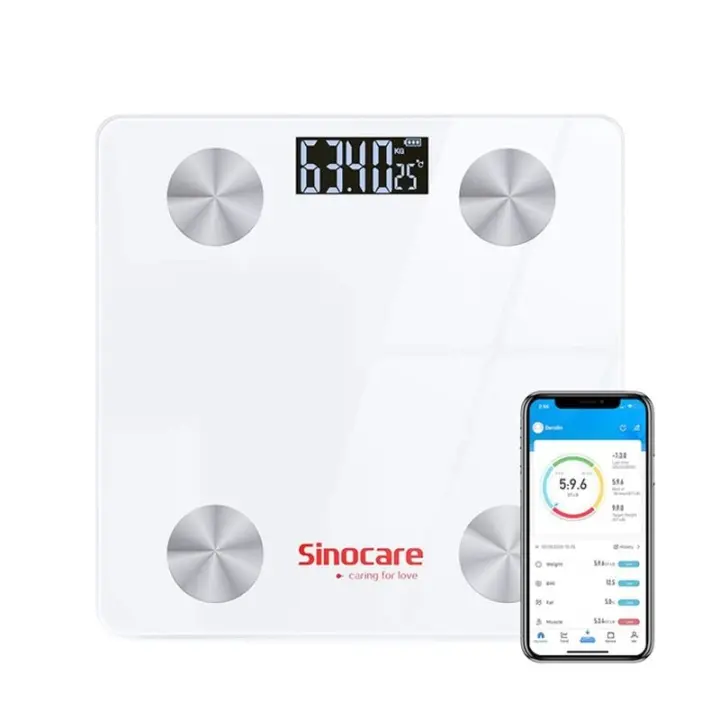 Báscula digital inteligente de composición corporal Sinocare, con Bluetooth y aplicación para smartphone, 12 medidas - 1
