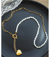 Encanto Collar con colgante de amor con personalidad elegante, cadena de clavícula de perla Natural, temperamento, viaje, nueva moda,cadenas de Color dorado, joyería de moda, diseño - details 10