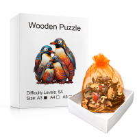 Puzzle De Madera Con Dibujos Irregulares De Pingüino Regalo Elegante En Caja Para Interacción Familiar Y Alivio Del Estrés En Adultos - details 3