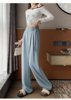 Pantalones Anchos De Pierna Para Mujer Cintura Alta Botones Elegante Minimalista Primavera Verano Sueltos Rectos De Poliéster - details 12