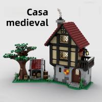 519PCS Modelo Medieval De Casa MOC-82740 Vista De La Calle De La Ciudad Pila De Fogatas Para Dormitorio Bloques De Arquitectura Modular Regalo Para Niños - details 0