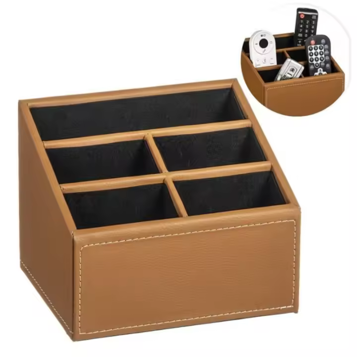 Dcasa Portamandos camel nordica piel soporte para mando a distancia con 5 bolsillos - 1