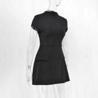 Vestido A-LINE De Moda Para Mujer Elegante Fiesta Verano Manga Corta Negra Mini Vestido Casual Streetwear Clubwear Sexy Slim Para Dama - details 13