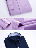 Camisa De Oxford Para Hombre Algodón Antirroto Sin Planchar Estilo Casual Ajustada Para Negocios Y Sociales Con Solapas Y Manga Larga - details 12