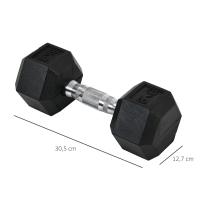 HOMCOM Juego de Mancuernas de 8kg con Barra de Conexión Metálica  y Cabeza Hexagonal Juego de Pesas 16kg Total para Entrenamiento en Casa Gimnasio Oficina Negro y Plata - details 2