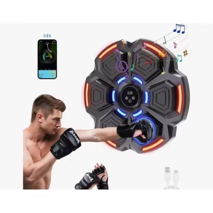 Music Boxing Machine Adult-9 Modos de Velocidad Boxeador de pared Musical with Guantes De Boxeo - Maquina Music Boxeo with Bluetooth y Recuerdo Inteligente y Luces at the Ritmo DE LA Música - 1