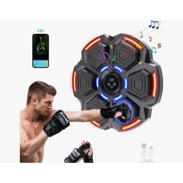Music Boxing Machine Adult-9 Modos de Velocidad Boxeador de pared Musical with Guantes De Boxeo - Maquina Music Boxeo with Bluetooth y Recuerdo Inteligente y Luces at the Ritmo DE LA Música - 1
