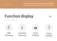 Calienta Biberones | Esterilizador Biberones | Calentador rápido de alimentos para bebés 8-en-1 y descongelador Calentador pantalla LCD Control preciso de temperatura para leche materna(baby food) - details 1