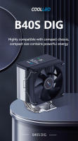 Enfriador De CPU COOLLEO B40S DIG ARGB Con 4 Heat Pipes Pantalla Inteligente De Temperatura Radiador Para TDP 200W AM4 AM5 LGA1700 - details 0