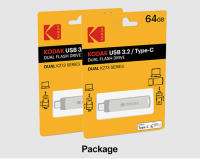 Kodak Tipo C Pendrive USB3.2 De Metal 128GB 64GB 32GB HDD 2 En 1 U-disco Para Llaveros Smartphone Laptop Desktop - details 6