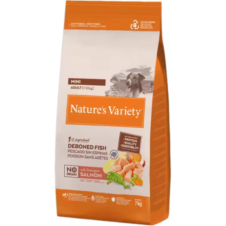 Nature´s Variety Adult Mini No Grain Salmon Piensos sin Cereales Nature´s Variety Adult Mini Piensos sin Cereales de Salmón - Alimento para Perros Adultos, Sin Granos - 1