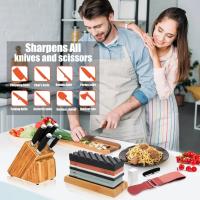 Juego De Piedra De Afilar Cuchillo Profesional Doble Cara Piedra De Afilado Con Base De Bambú Guía De Ángulo Piedra De Agua Multifuncional Para Cocina - details 6
