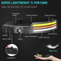 Linterna Frontal LED COB Recargable Por USB Super Brillante Con Sensor De Inducción Dimmer Para Camping Caminar Y Senderismo Al Aire Libre - details 5
