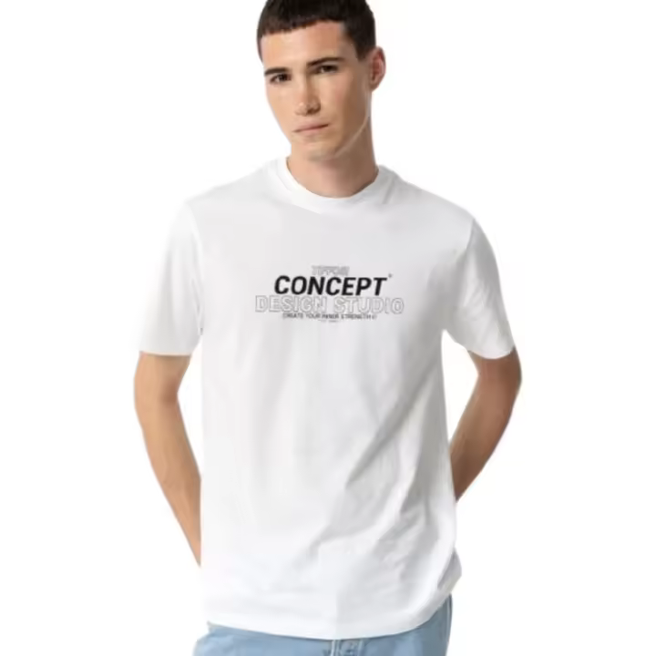 Tiffosi - Camiseta para Hombre - Manga Corta - Estampada - Blanco - 1