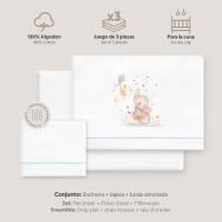 Interbaby Juego de Sábanas Franela 3 Pcs Cuna 60x120 Blanco/Azul - details 3