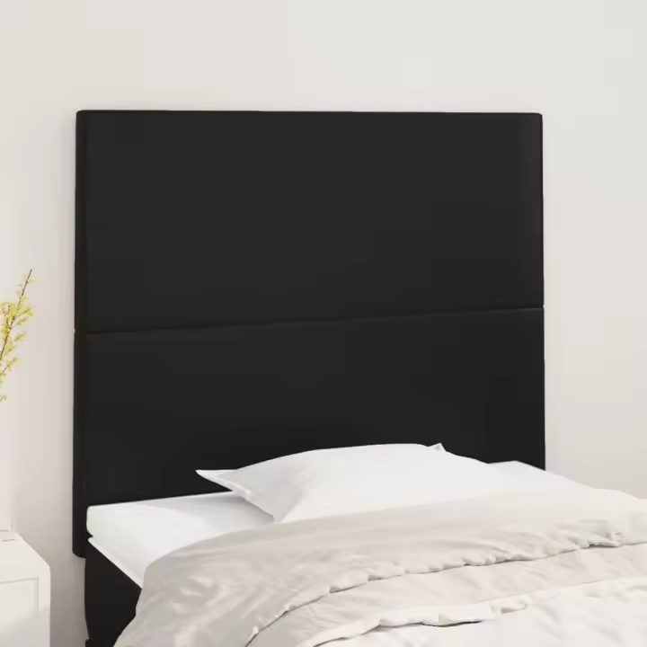 vidaXL Cabeceros 2 unidades de cuero sintético negro 90x5x78/88 cm - 1
