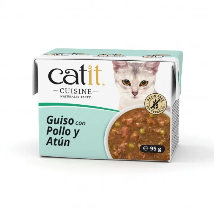 Hagen Tropican Mascotas Alimento Húmedo para Gato Catit Cuisine 95g - Guiso con Pollo y Atún - 1