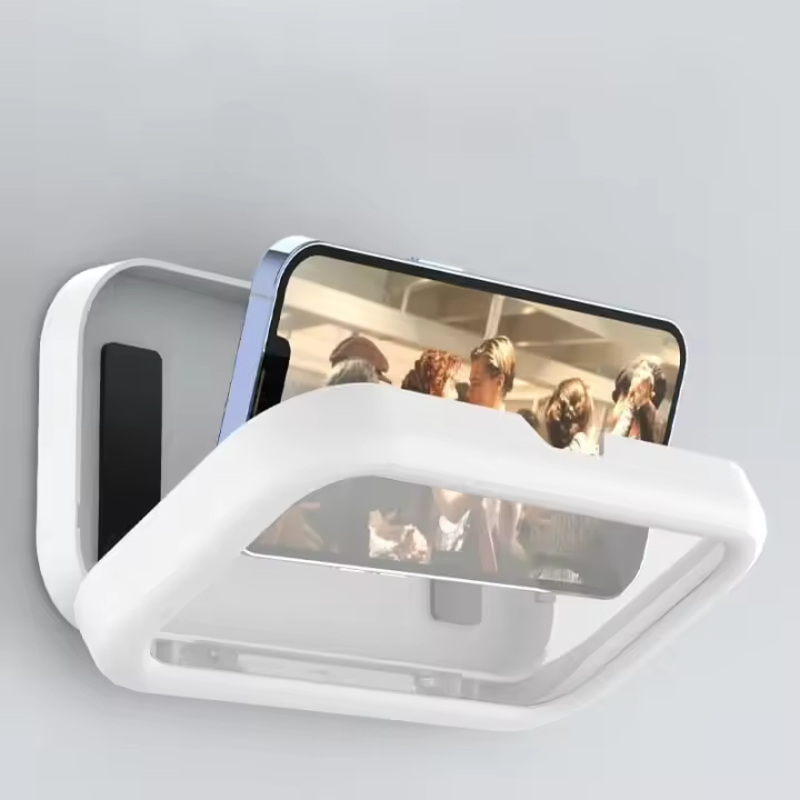 Soporte de ducha para teléfono móvil a prueba de agua: dispositivo de baño giratorio de 360 grados, espejo ajustable en ángulo o montado en la pared, que puede acomodar hasta 6,8 pulgadas - 1