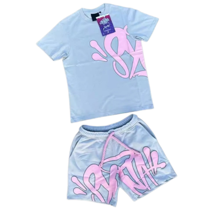 Conjunto deportivo informal de moda para hombre y mujer, estilo streetwear hip-hop europeo y americano, parte superior de manga corta con estampado de letras, holgado, para verano.