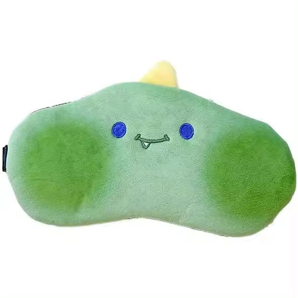 Antifaz de peluche para dormir con compresa fría, bonito antifaz de dibujos animados para dormir y tomar la siesta (Dinosaurio) - 1