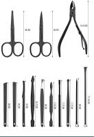 Juego De Tijeras Para Uñas 18 Piezas En Caja PU Negra Portátil Para Eliminar Piel Muerta Herramienta De Belleza Para Manos Y Pies - details 5