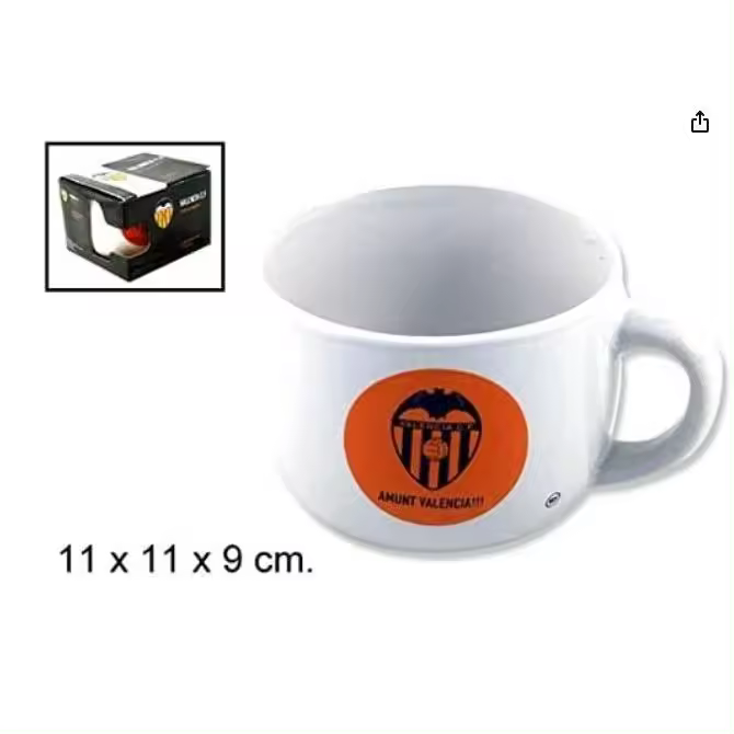 VALENCIA CF. TAZON CERAMICA VALENCIA CF,VASO-TAZON CON ASA PERSONALIZADO - 1
