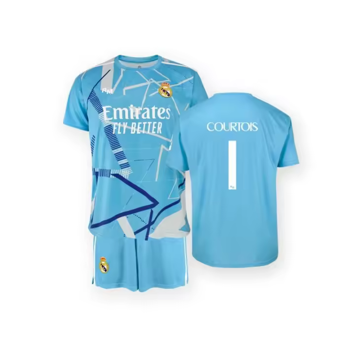 Conjunto Portero Courtois Primera Equipación Infantil del Real Madrid réplica Producto Oficial camiseta pantalón 2425COUR - 1