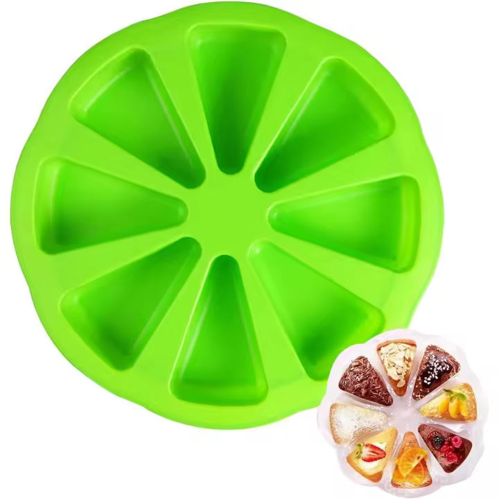 Moldes para hornear de silicona, molde para pasteles con rebanadas de pizza triangulares de 8 porciones, herramienta para hornear DIY resistente al calor antiadherente para muffins de brownies de chocolate Sc - 1