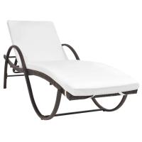 vidaXL Tumbona de jardín con cojín y mesita ratán sintético Marrón, Negro, Sillas de Exterior Ideal para jardín, playa, piscina, terraza Tumbona Piscina Tumbonas Playa Tumbonas Jardín Exterior - details 0
