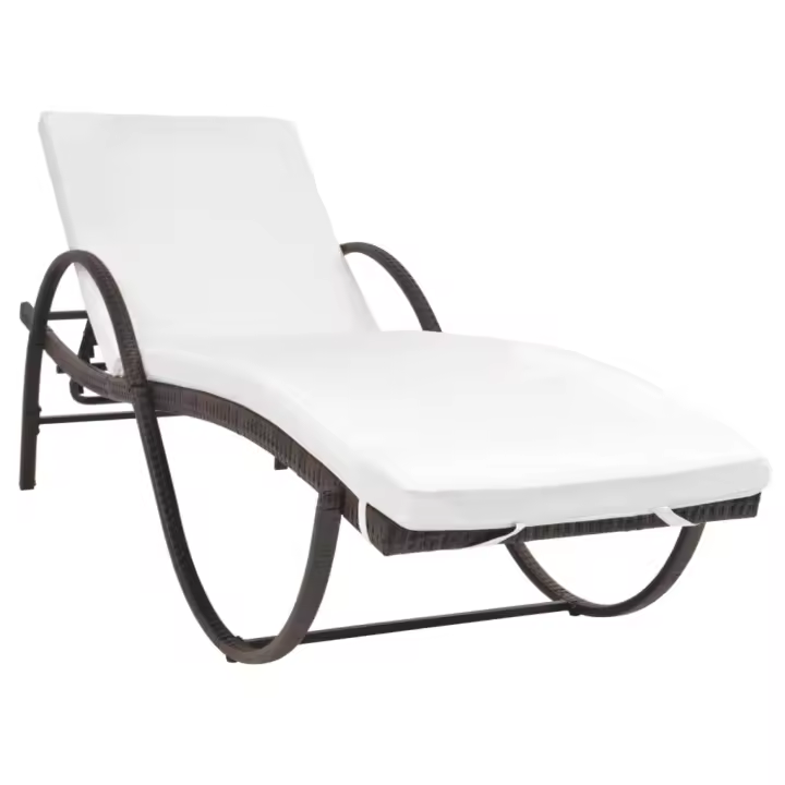 vidaXL Tumbona de jardín con cojín y mesita ratán sintético Marrón, Negro, Sillas de Exterior Ideal para jardín, playa, piscina, terraza Tumbona Piscina Tumbonas Playa Tumbonas Jardín Exterior - 1