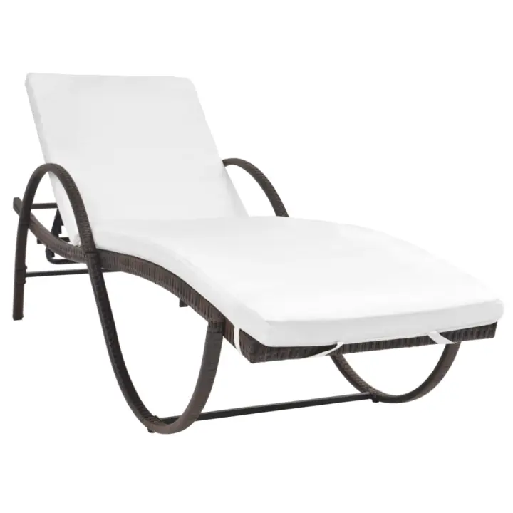 vidaXL Tumbona de jardín con cojín y mesita ratán sintético Marrón, Negro, Sillas de Exterior Ideal para jardín, playa, piscina, terraza Tumbona Piscina Tumbonas Playa Tumbonas Jardín Exterior - 1