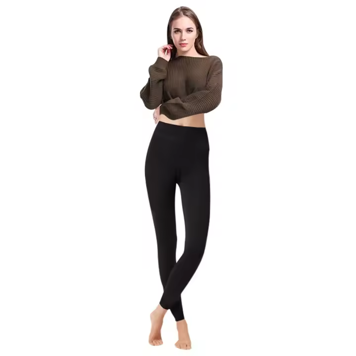 Mediawavestore Leggings Mujer NO824 Felpa 320 Den Elástico Opaco - 1