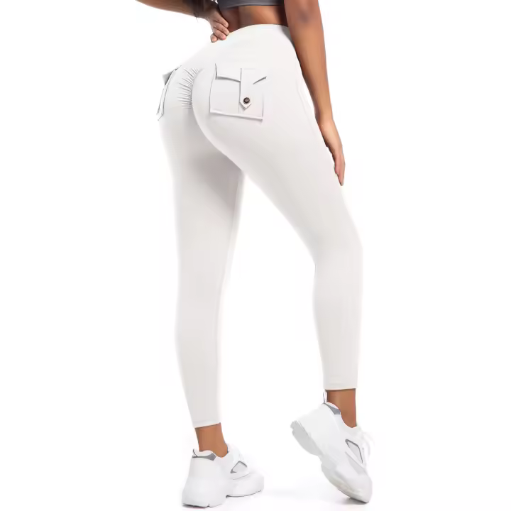 SSITO Leggings de Gimnasio con bolsillos, pantalones de entrenamiento para correr, Pantones Atlético de Alta elasticidad para Mujer, pantalones SexIs de Belta High, Mallas de elevación de glúticos de Color sólido - 1