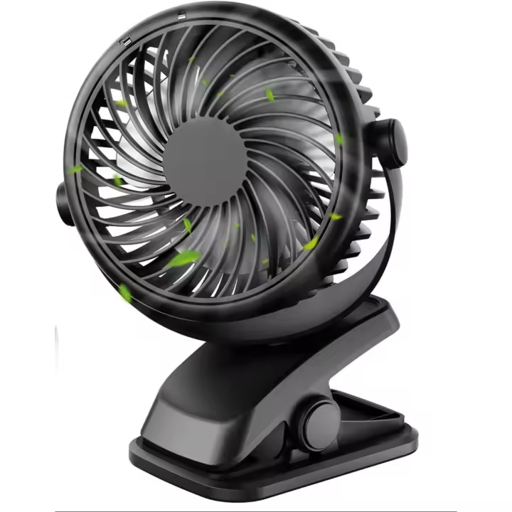 Ventilador de escritorio, Ventilador de refrigeración personal USB de 3 velocidades con rotación de 360 °, cable USB y batería para el hogar, oficina, gimnasio, pesca, camping - 1