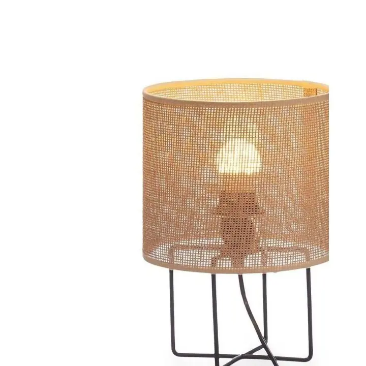 Factory Cuadros - Lámpara Sobremesa Pantalla Natural Acra / Lampara de Mesa - Medidas: 20 X 20 X 28 Cm - Diseño Moderno - Iluminación Cálida - 1