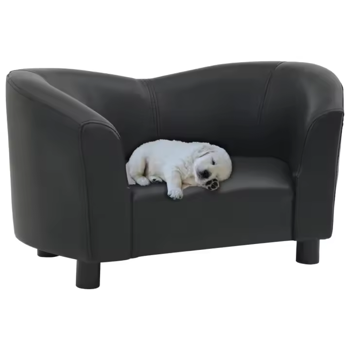 vidaXL Sofá para perros cuero sintético negro 67x41x39 cm - 1