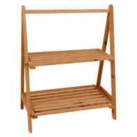 EasySpeed Estantería Madera Natural 2 Niveles, Estantería Portátil  Multiusos, Organización Baño, Casa, Ideal Zapatero o Plantas 32x46x22 cm - details 1