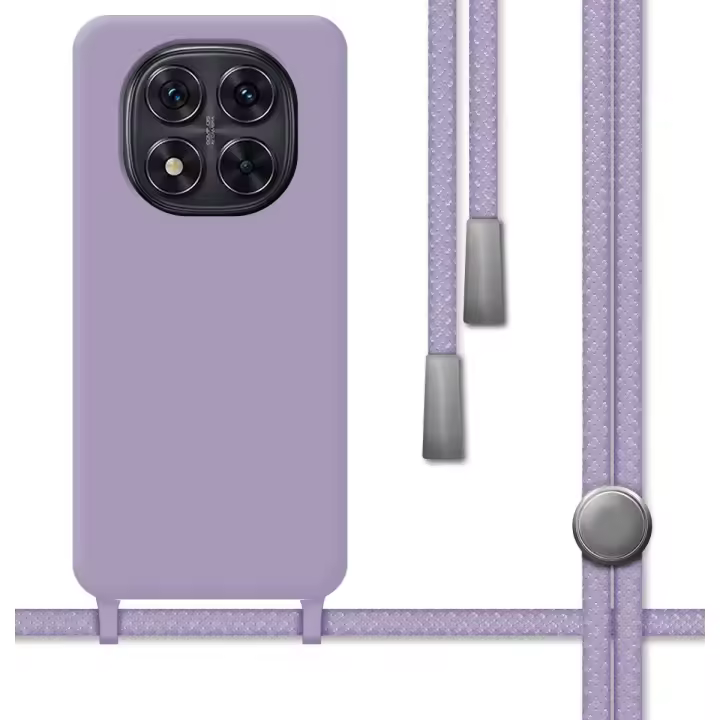 Funda Silicona Líquida con Cordón para Xiaomi Redmi Note 14 Pro 5G color Morada - 1