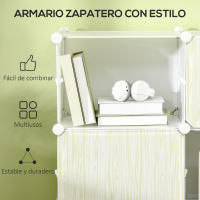 HOMCOM Armario Modular de Plástico Cajas de Zapatos con 12 Cubos Zapatero Organizador para Entrada Pasillo Dormitorio 125x32x125 cm - details 0