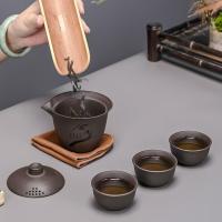 Juego De Té Portátil De Cerámica Para Camping Y Viajes Con Una Olla Y Tres Tazas Set De Porcelana Para Exteriores - details 3