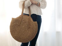 Bolso De Hombro Hecho a Mano Con Paja Vintage Bolso De Playa Redondo Bohemio Verano Casual Bolsa De Rattan Círculo Raffia Para Mujer - details 11