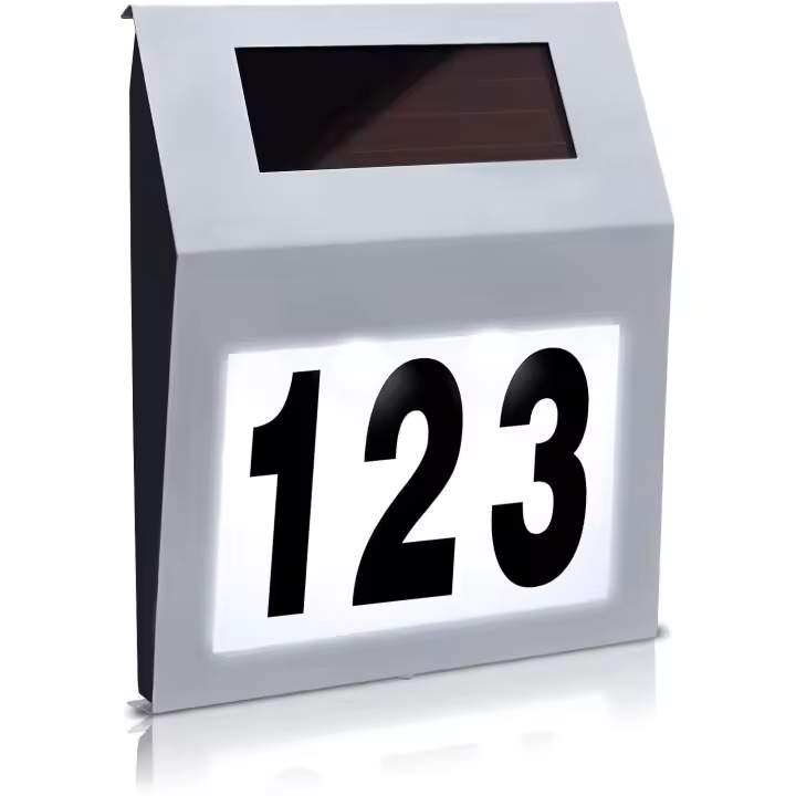 Número de casa iluminado con LED y energía solar con 2 LED de acero inoxidable - 1